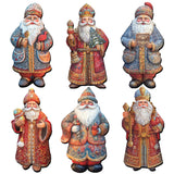 Juego de 6 imanes decorativos de madera de Papá Noel de G. Debrekht - Decoración navideña de Papá Noel y muñeco de nieve - 8090032G-S6