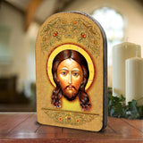 Icono religioso cristiano sagrado de madera bañado en oro de la Santa Faz - Decoración inspiradora - 86018