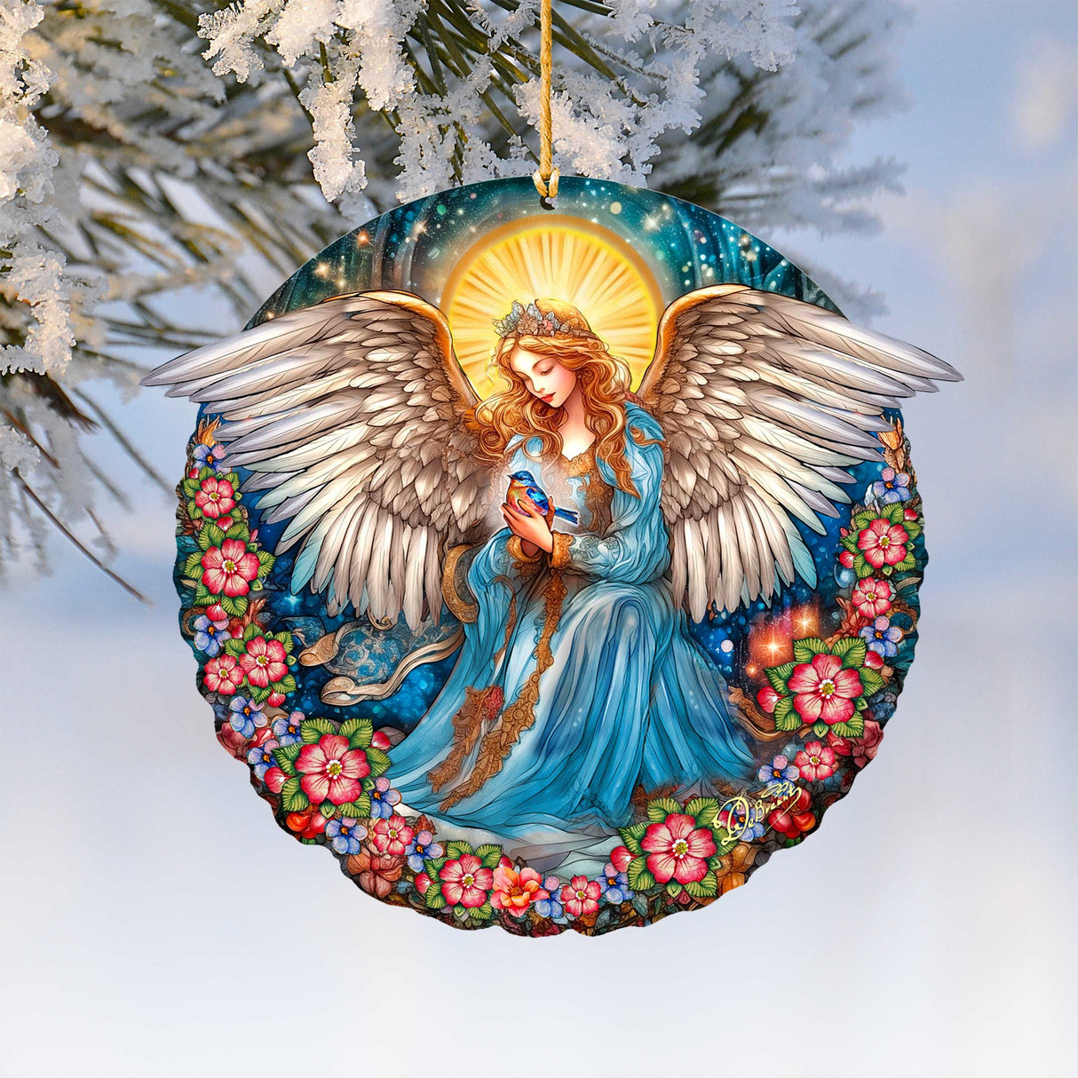 Adornos navideños de madera del Ángel de la Guarda de la Serenidad de G. DeBrekht - Decoración navideña para la Natividad - 8652806