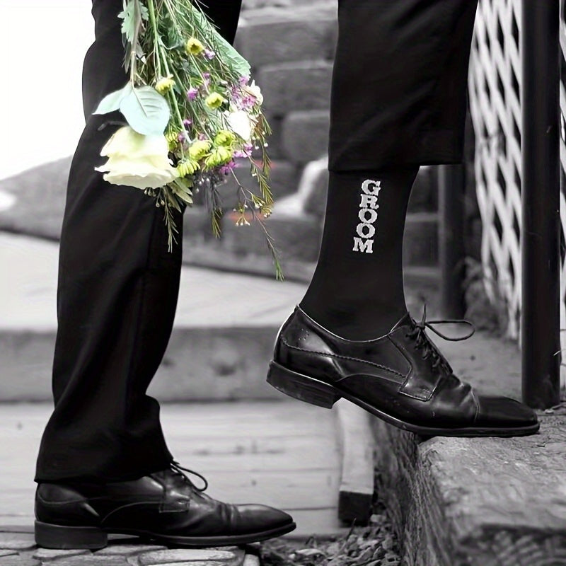 1 par/3 pares de calcetines de algodón para padrinos de boda, calcetines negros para novios, regalos para bodas, calcetines de regalo para padrinos de boda