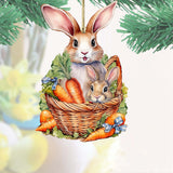 Easter Bunnies with Carrots Wooden Ornaments by G. DeBrekht Easter Spring Decor - 8652773