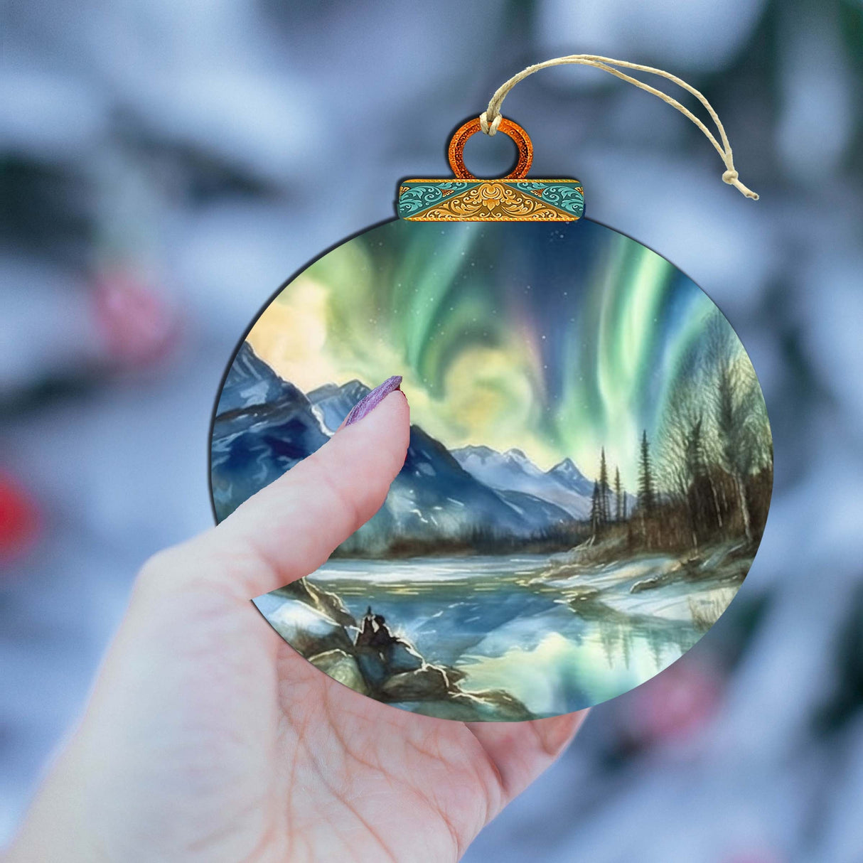 Adornos de madera de la aurora boreal de Alaska de G.Debrekht - Decoración navideña con temática de vida silvestre - 870039