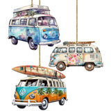 Surf Vans Decorative Wooden Ornaments Set of 3 by G. Debrekht - Coastal Decor - 8091040-S3
