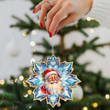 Santa's Smile Snowflake Wooden Ornaments Set of 3 by G. Debrekht - Christmas Decor - 8090148-S3