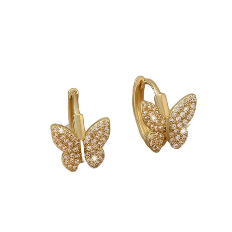Fashion Copper Inlaid Zirconium Butterfly Ear Ring Niche - Lootquake