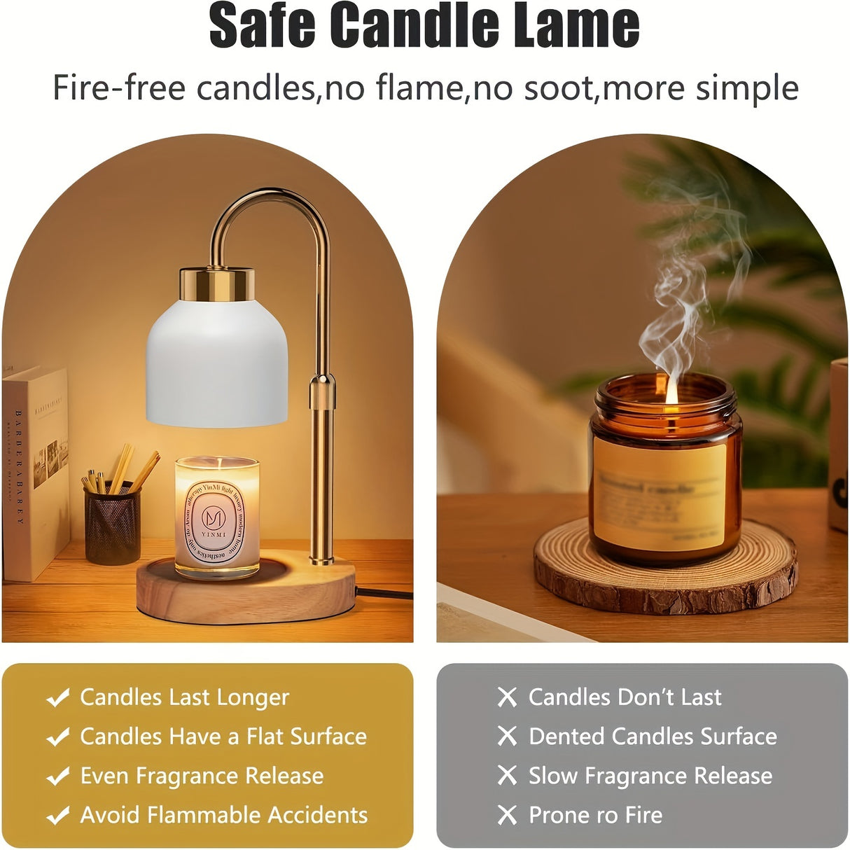 Adjustable Height Dimmable Candle Lamp Warmer With Timer Compatible With Large Jar Candles No Flame Scented Candle Wax Warmer With 2 Bulbs Mothers Day Gift Bedroom Home Decor