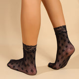 4 pares de calcetines de malla de encaje, calcetines invisibles ultrafinos y calados, medias y calcetas para mujer