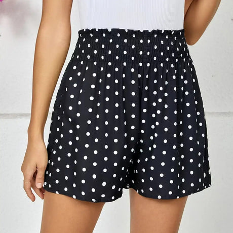 Ladies' Polka Dot Printed Sherry Shorts With Drawstring And Casual Shorts - Lootquake