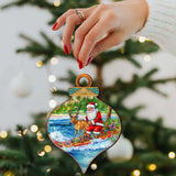 Coastal Christmas Decor - Surfing with Santa Wooden Ornaments by G.Debrekht Coastal Holiday Decor - 8688309