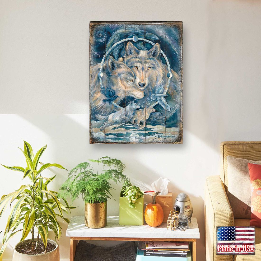 In Spirit I Am Free Wolves & Ravens Wooden Wall Art by J. Bergsma - Nature Wildlife Decor  - 8592723BP-JB