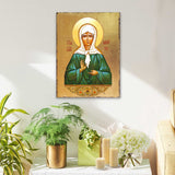 Matrona Wooden Gold Plated Religious Christian Sacred Icon - Inspirational Icon Decor - 85048