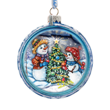 Bright Star Cut Ball Glass Ornament by G. DeBrekht - Christmas Santa Snowman Decor - 764-042