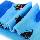 5 Pairs Personality Black Cat Cartoon Print Medium Tube Socks For Womens Gifts, Cute Comfy Warm Socks Birthday Gifts