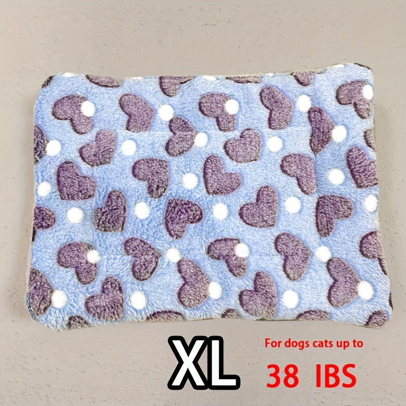 Manta rectangular para mascotas, resistente a la suciedad y para todas las estaciones - Cómoda cama con estampado de pata de perro y corazón (1 unidad)