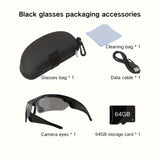 1080P HD Video Camera Glasses, Outdoor Sports DV Camera, Smart Glasses, Wide-Angle 120 ° Glasses Camera, Body Camera, Cycling, Motorcycle, Bicycle, with 64GB Storage Card