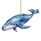 Blue Humpback Whale Wooden Ornaments by G.Debrekht - Wildlife Holiday Decor - 8710103-1