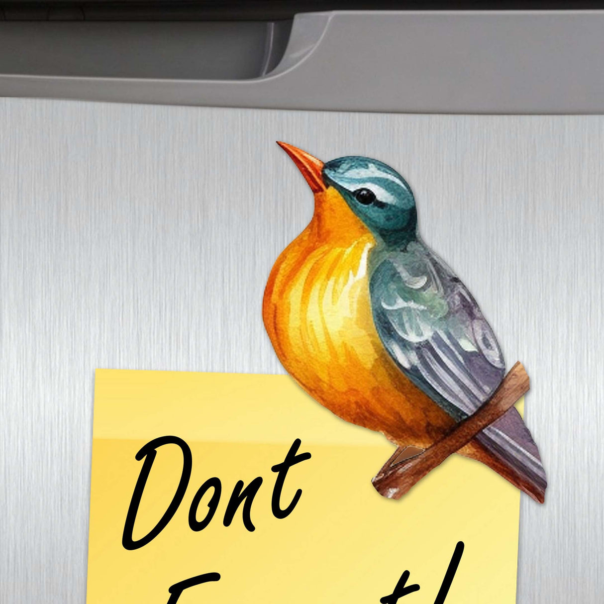 Juego de 6 imanes decorativos de madera con pájaros del bosque de G. Debrekht - Decoración de vida silvestre - 8090015G-S6