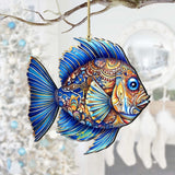 Coastal Decorations - Sapphire Sea Fish Wooden Ornaments by G. Debrekht Coastal Holiday Decor - 8688307