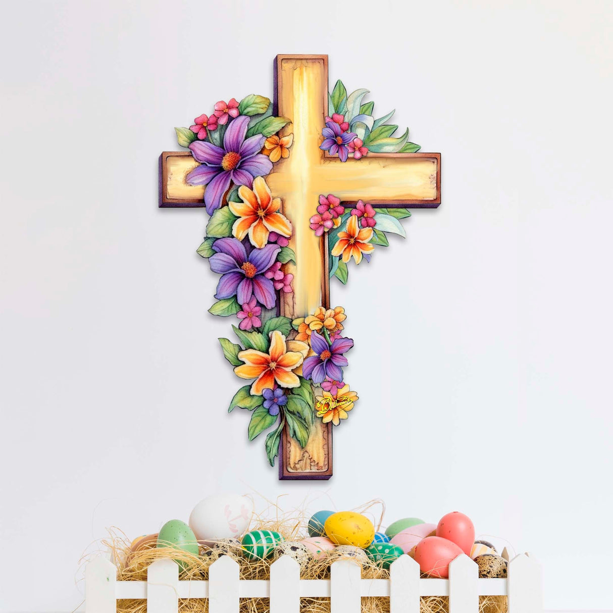 Garden Serenity Cross Holiday Door Decor by G. Debrekht - Easter Spring Decor - 8688168H