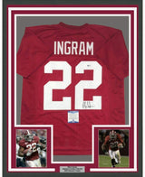 Camiseta de fútbol americano universitario enmarcada, autografiada y firmada por Mark Ingram, 35 x 39, color rojo de Alabama, Beckett BAS COA