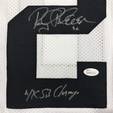 Camiseta de fútbol americano de Pittsburgh, blanca, enmarcada, autografiada y firmada por Rocky Bleier, 4x SB Champ, 35 x 39, JSA COA