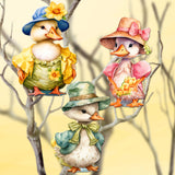 Easter Ducks Decorative Wooden Clip-on Ornaments Set of 3 by G. Debrekht - Easter Decor - 8091043C-S3