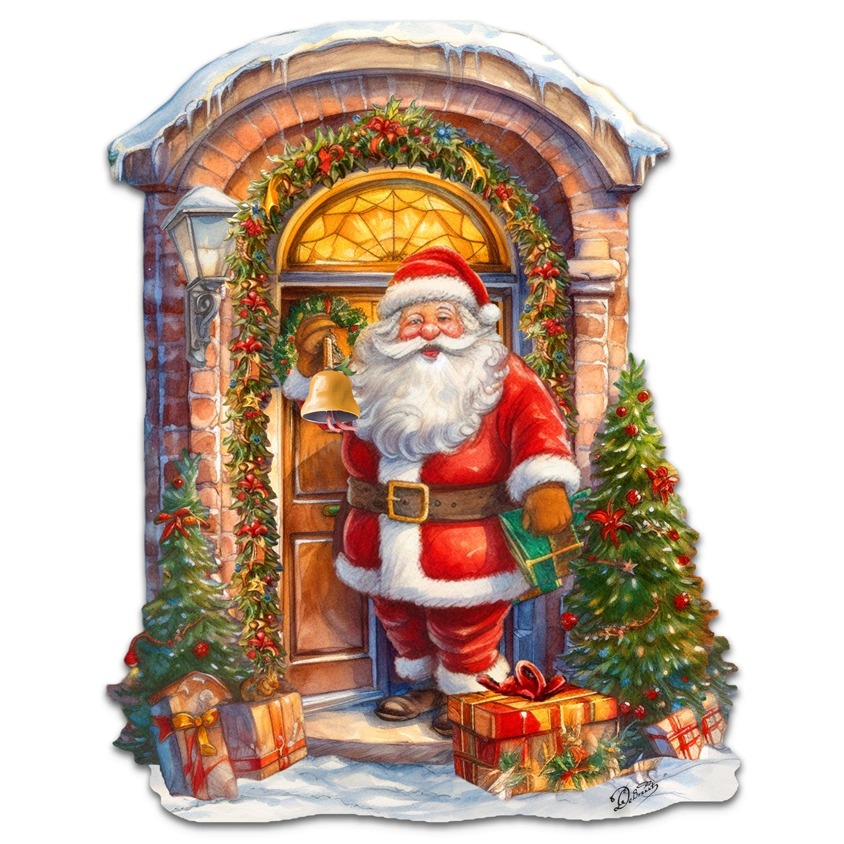 Knocking the door Santa Holiday Door Decor  by G. Debrekht - Christmas Decor - 8611044H