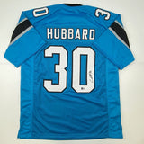 Camiseta de fútbol azul Carolina de Chuba Hubbard autografiada/firmada Beckett BAS COA