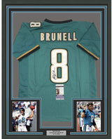 Camiseta de fútbol americano Jacksonville Teal de 35 x 39, enmarcada, autografiada y firmada por Mark Brunell, JSA COA
