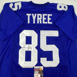 Camiseta de fútbol azul de Nueva York autografiada/firmada por David Tyree (JSA COA)