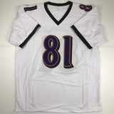 Camiseta de fútbol blanca de Baltimore de Anquan Boldin autografiada/firmada Beckett BAS COA