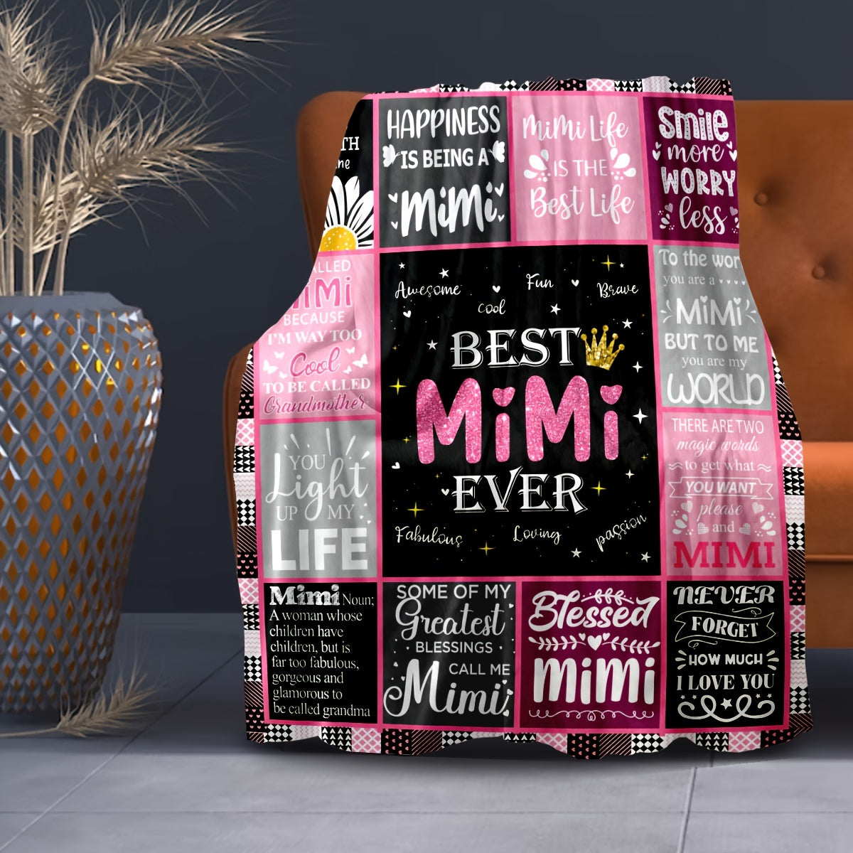 Cool Mimi Gift Idea - 1pc Mimi Throw Blanket for Grandma - Best Sofa Blanket for Grandchildren