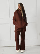 Women's Fashionable Casual Solid Color Long Sleeved Sweatshirt Set - Lootquake