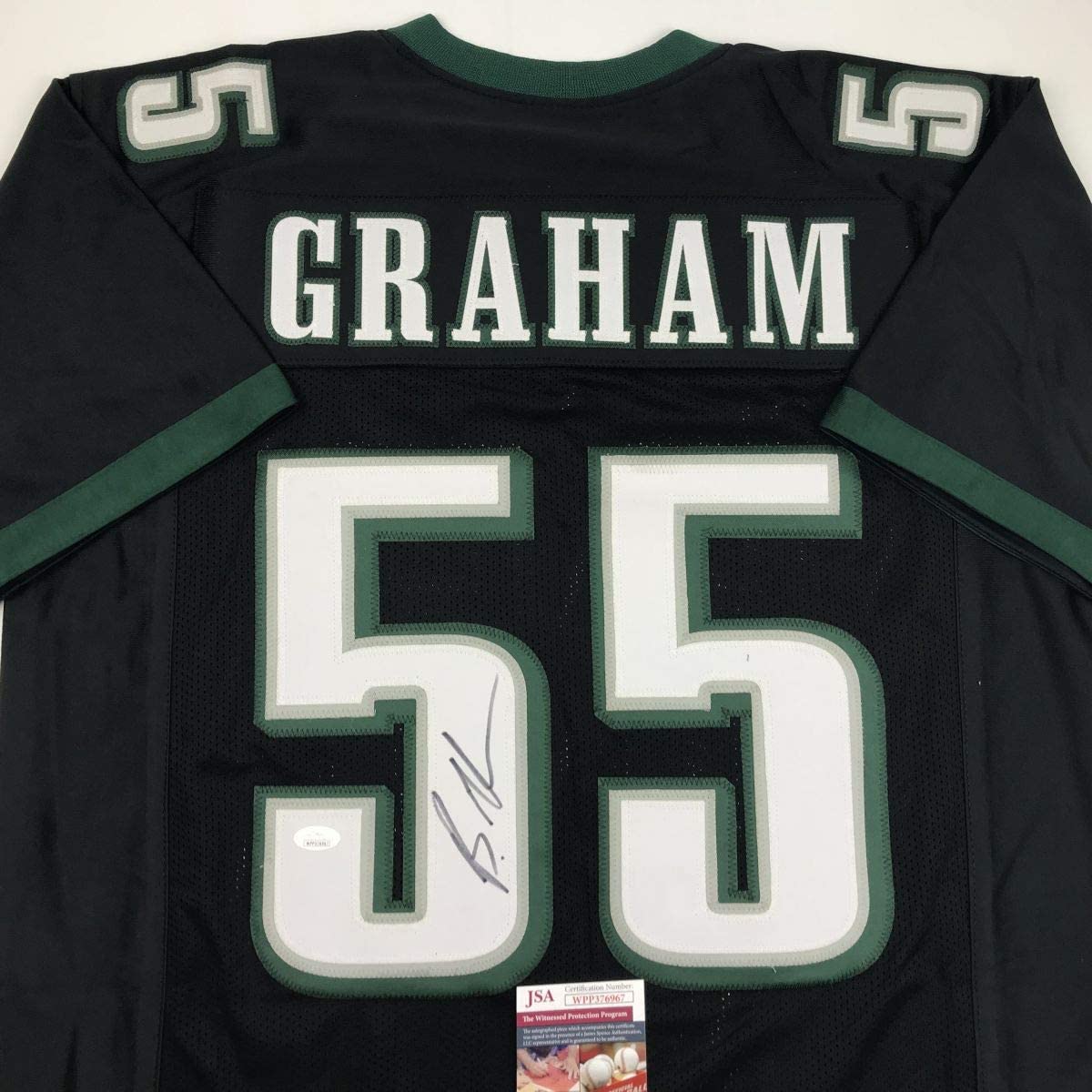 Camiseta de fútbol negra de Filadelfia autografiada/firmada por Brandon Graham (JSA COA)