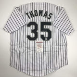 Camiseta de béisbol a rayas de Chicago autografiada y firmada por Frank Thomas (JSA COA)