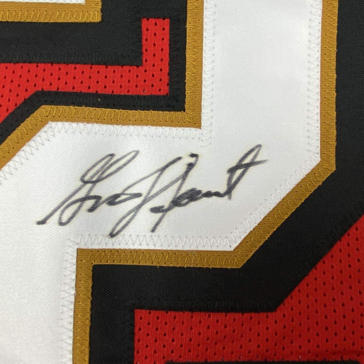 Camiseta de fútbol americano roja de San Francisco de Garrison Hearst autografiada/firmada JSA COA