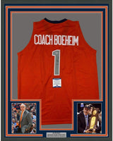 Camiseta de baloncesto universitaria enmarcada, autografiada y firmada por Jim Boeheim, 35 x 39, de Syracuse Orange Coach, JSA COA
