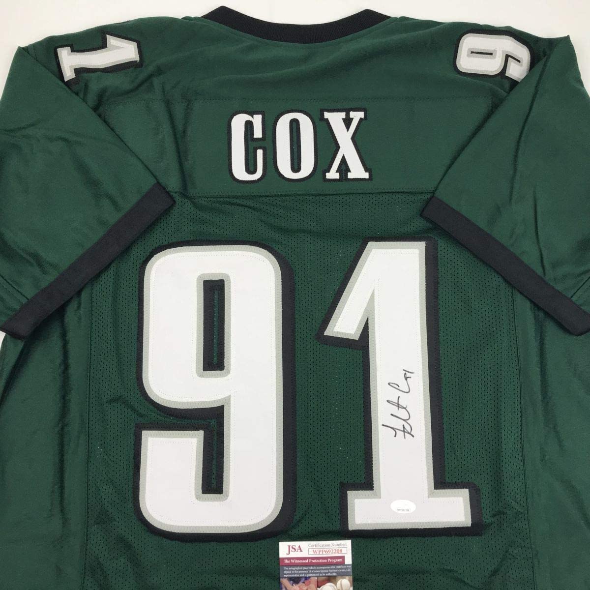 Camiseta de fútbol verde de Filadelfia de Fletcher Cox autografiada/firmada JSA COA
