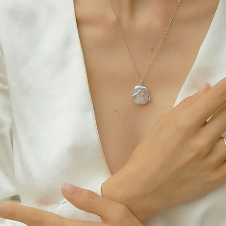 Unique Square Baroque Pearl Couple Pendant Necklace Valentines Day Lover Gift Party Jewelry - Lootquake
