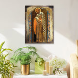 Icono sagrado ortodoxo religioso de madera de San Nicolás bañado en oro - Decoración inspiradora - 85033