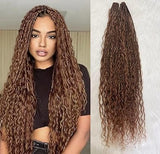 36" Boho Blonde Braids Wig | 360 Full Lace | Curly Ends | Goddess Locs Accents