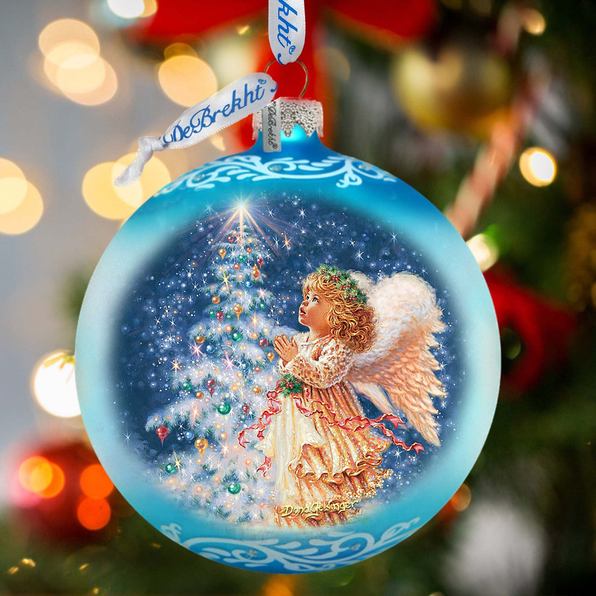 Angels Christmas Wish Lg Glass Ornament by D.Gelsinger - Christmas Holiday Decor - 73961