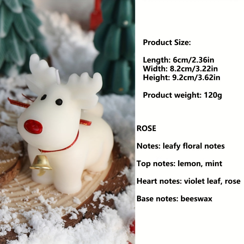 Christmas Reindeer Scented Candle - White Paraffin/Soy Wax, Perfect for Holiday Decor & Gifts