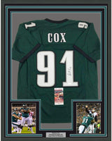Camiseta de fútbol americano verde de Filadelfia de Fletcher Cox, enmarcada, autografiada y firmada, 35 x 39, JSA COA