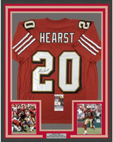 Camiseta de fútbol americano Garrison Hearst, roja de San Francisco, enmarcada, autografiada y firmada, 35 x 39, JSA COA