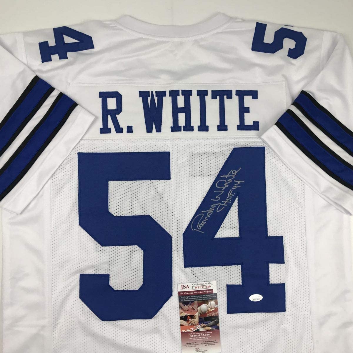 Camiseta de fútbol americano Dallas White autografiada/firmada por Randy White HOF 94 JSA COA