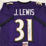 Camiseta de fútbol morado de Baltimore autografiada/firmada por Jamal Lewis (JSA COA)