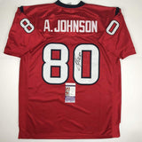 Camiseta de fútbol americano roja de los Houston Texans autografiada/firmada por Andre Johnson (JSA COA)