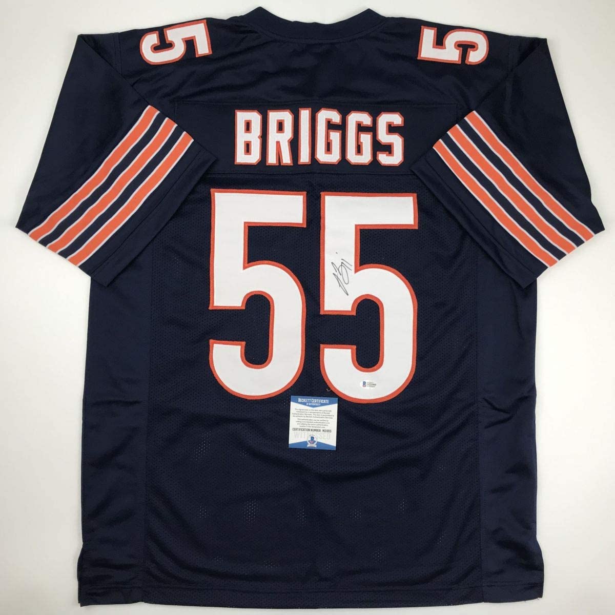 Camiseta de fútbol azul de Chicago de Lance Briggs autografiada/firmada Beckett BAS COA