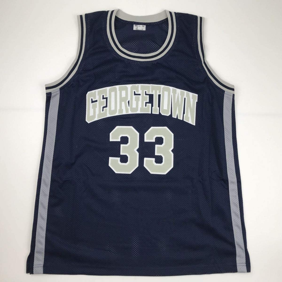 Camiseta de baloncesto universitaria azul de Georgetown de Alonzo Mourning autografiada y firmada por JSA COA